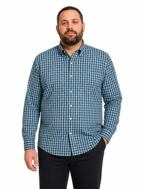 Van Heusen Studio Men’s Blue Gingham Slim Fit Button-Down Shirt – Size XXL NWT